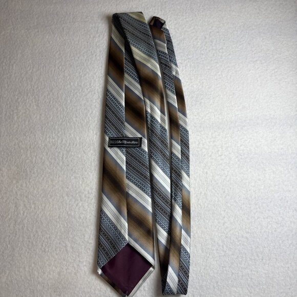 2 Vintage Sears The Men's Store Neck Tie Brown Blue Gold Tan - Picture 8 of 11